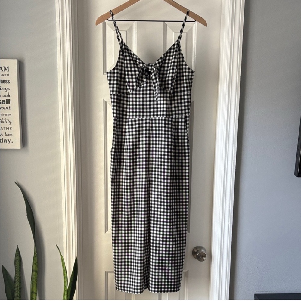 Xhilaration Black and White Checkered Midi Jumpsuit